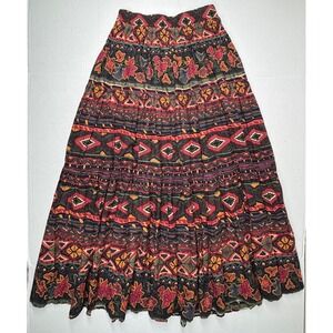 VTG Ropers Womens Medium Broomstick‎ Tiered Maxi Skirt Southwestern Boho EUC